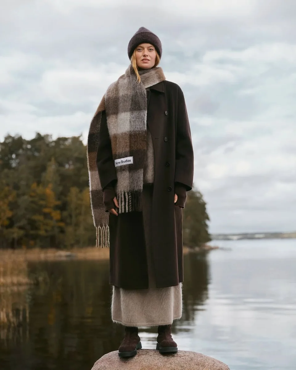 The Oversized Scarf, Worn Long on a petite woman