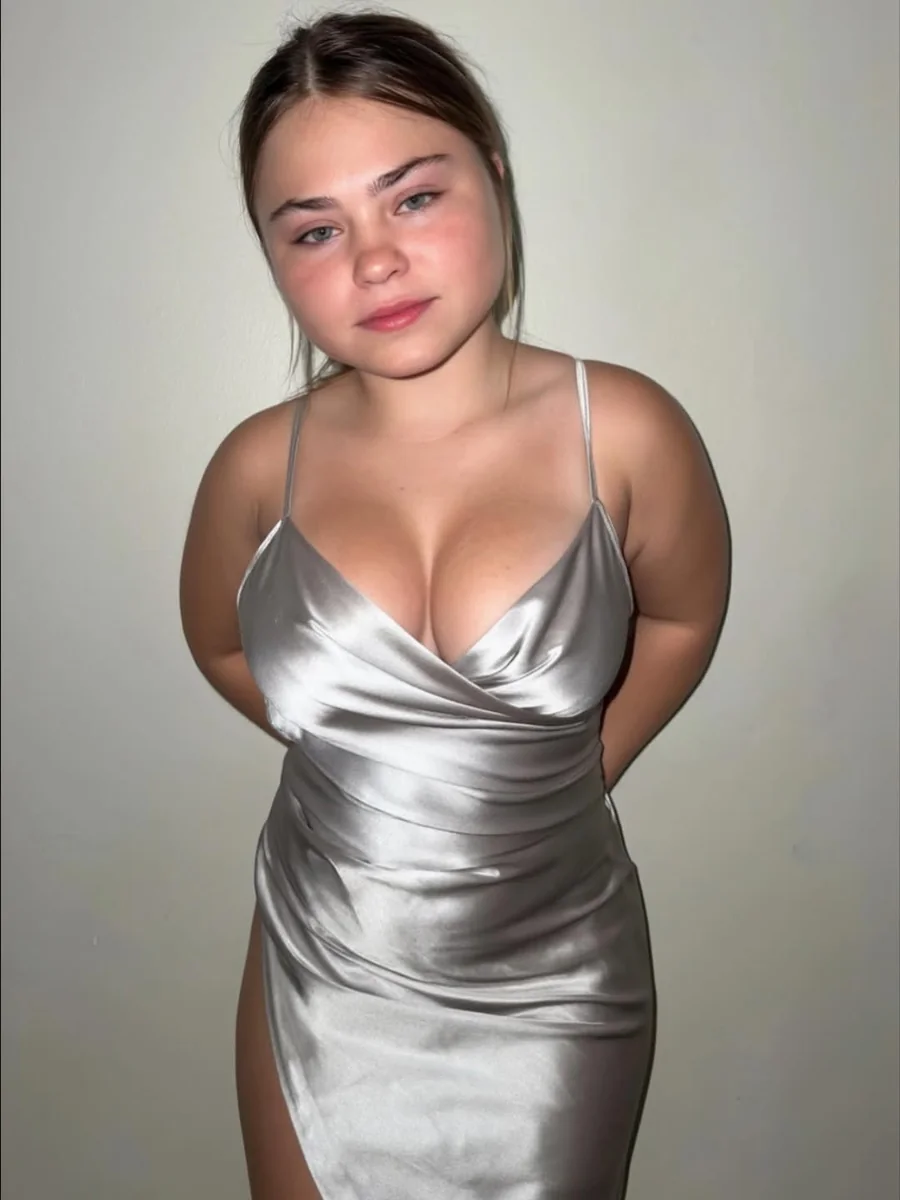 The Satin Slip Mini on a petite woman