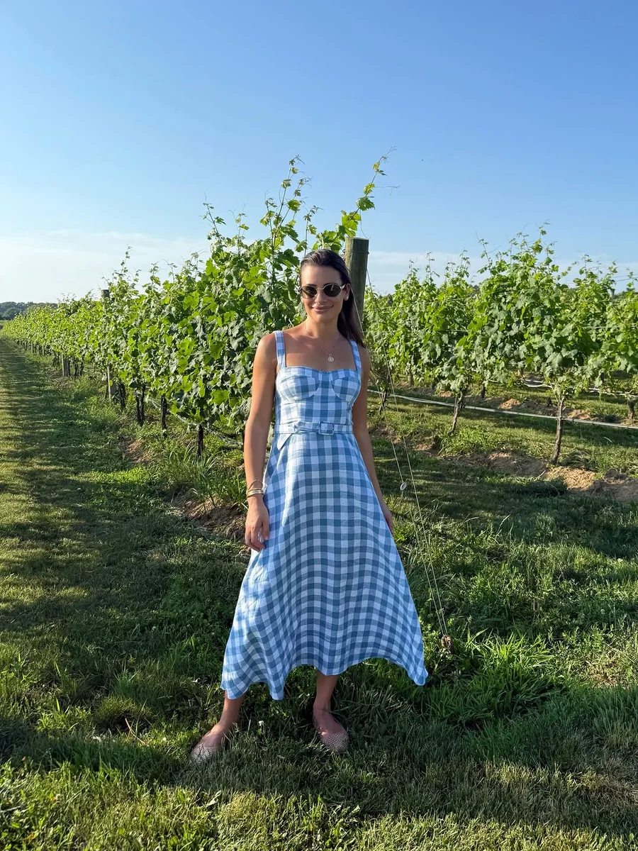 Gingham Midis: Keep Them Fitted on a petite woman
