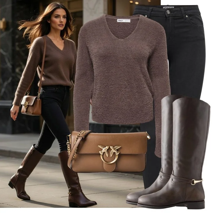 Brown, Black, and Tan: The Only Formula on a petite woman