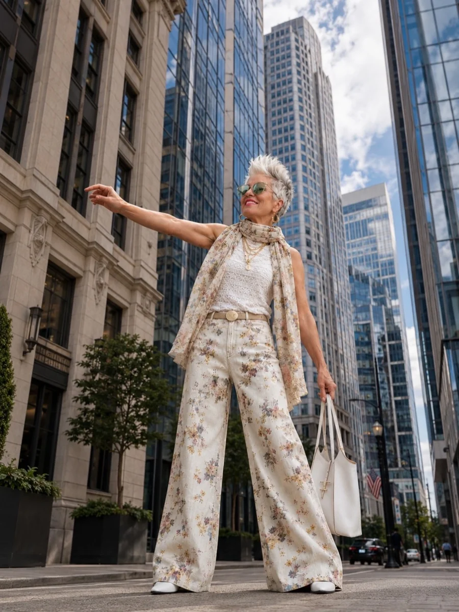 Cream Florals, Styled With Confidence on a petite woman