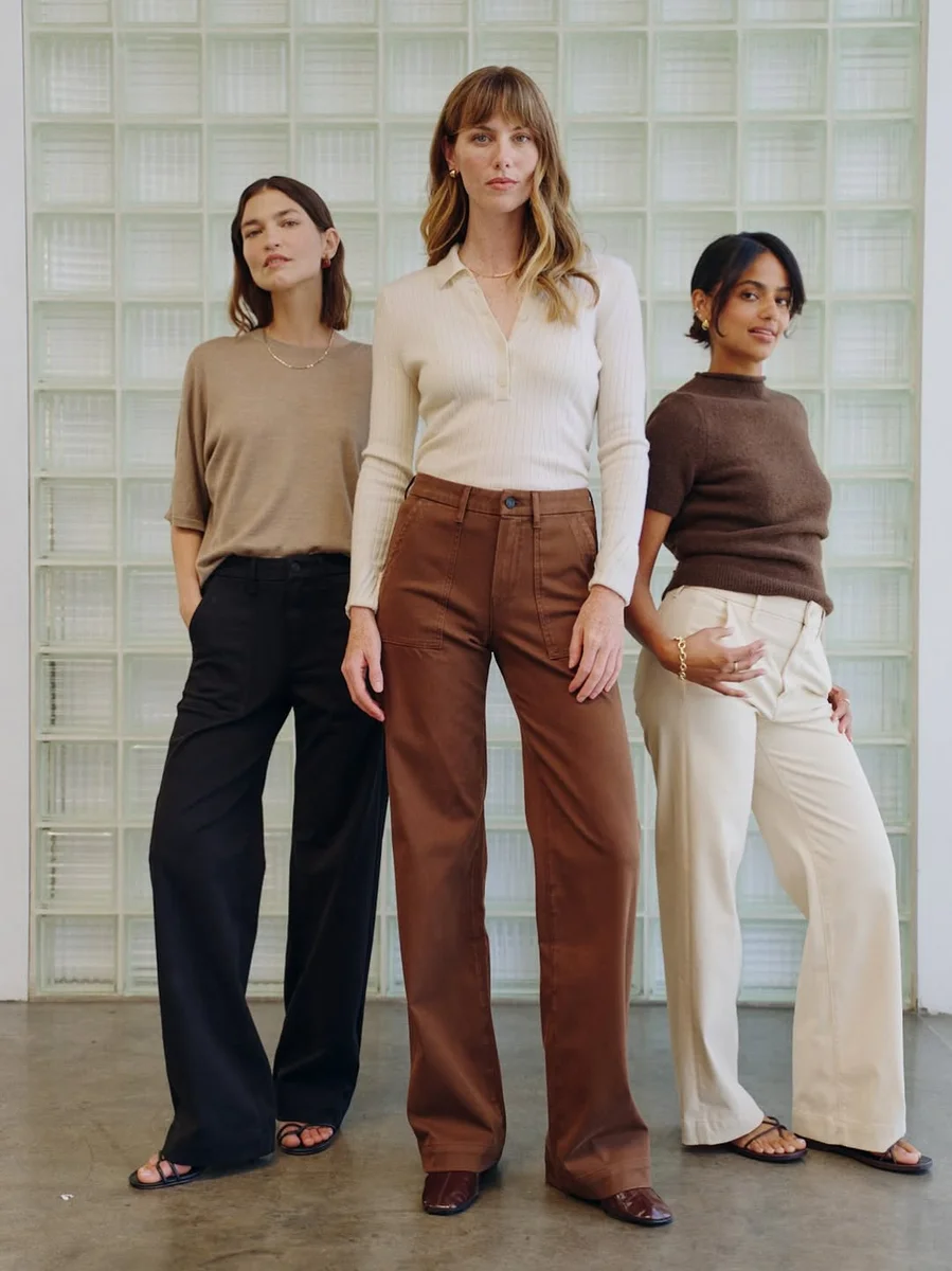 The Knit-and-Trouser Trio on a petite woman