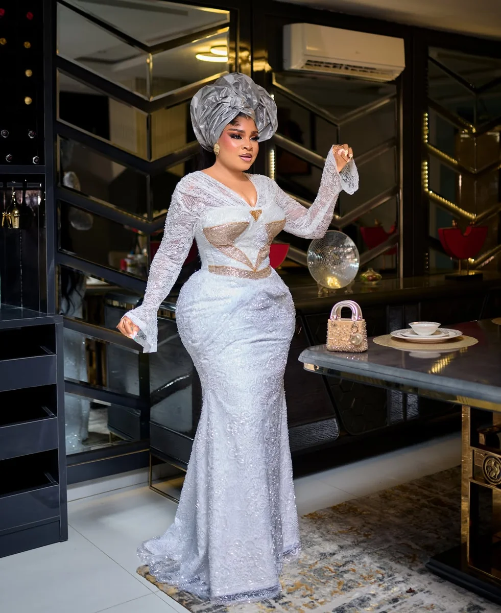 A Floor-Length Sequined Gown for Black-Tie Nights on a petite woman