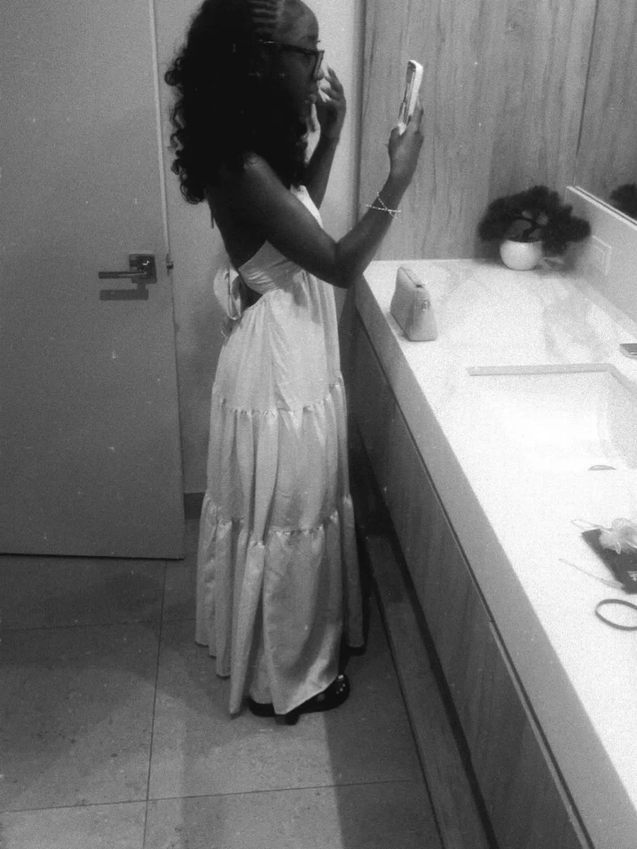 The White Tiered Maxi That Reads Light, Not Heavy on a petite woman