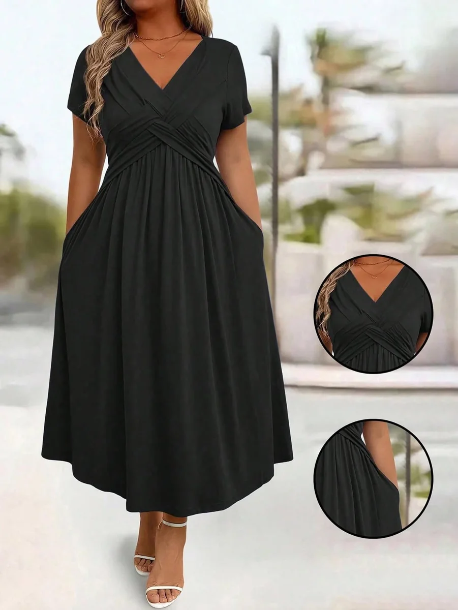 A Twist Detail That Builds the Waist In on a petite woman