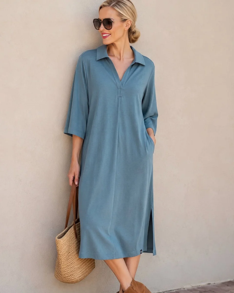 Rescuing a Relaxed Midi With a Slit on a petite woman