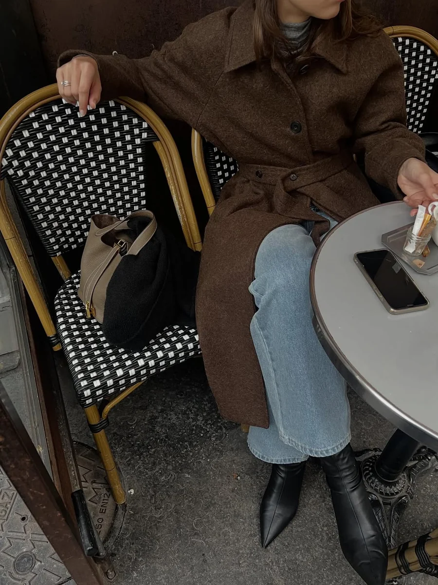 Belt Your Wool Coat and Gain Two Inches on a petite woman