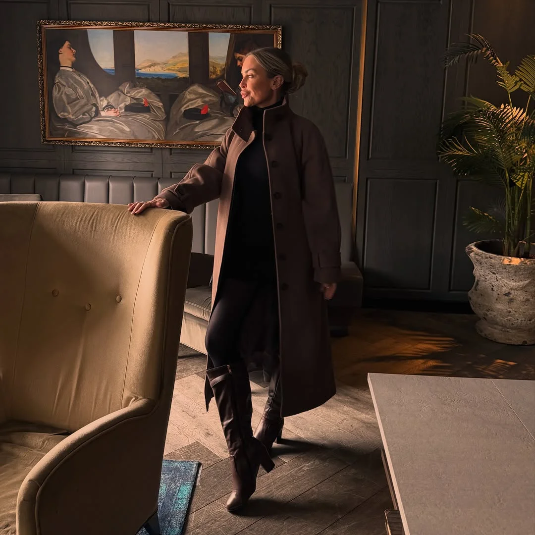 An Evening Coat That Works After Dark on a petite woman