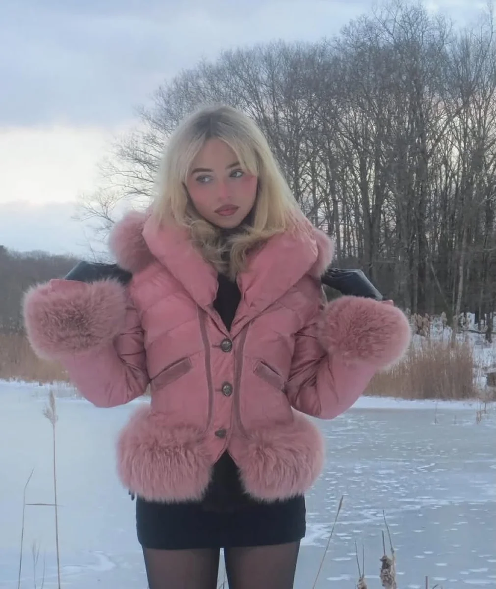 Bubblegum Faux Fur, Styled Grown-Up on a petite woman
