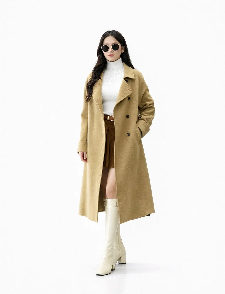 Best Winter Coats for Petite Women: The Timeless Camel Trench on a petite woman
