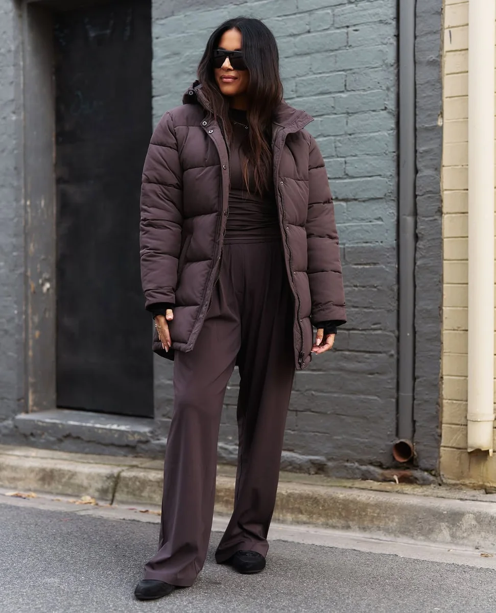 One-Color Brown, Head to Toe on a petite woman