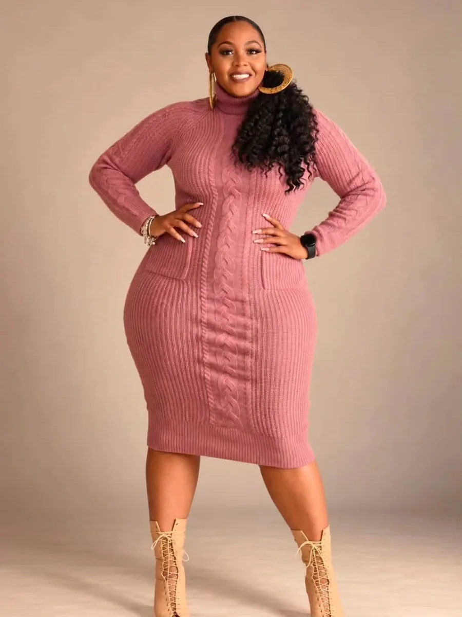 The Turtleneck Sweater Dress: A Plus Size Petite Winter Outfit That Skims on a petite woman