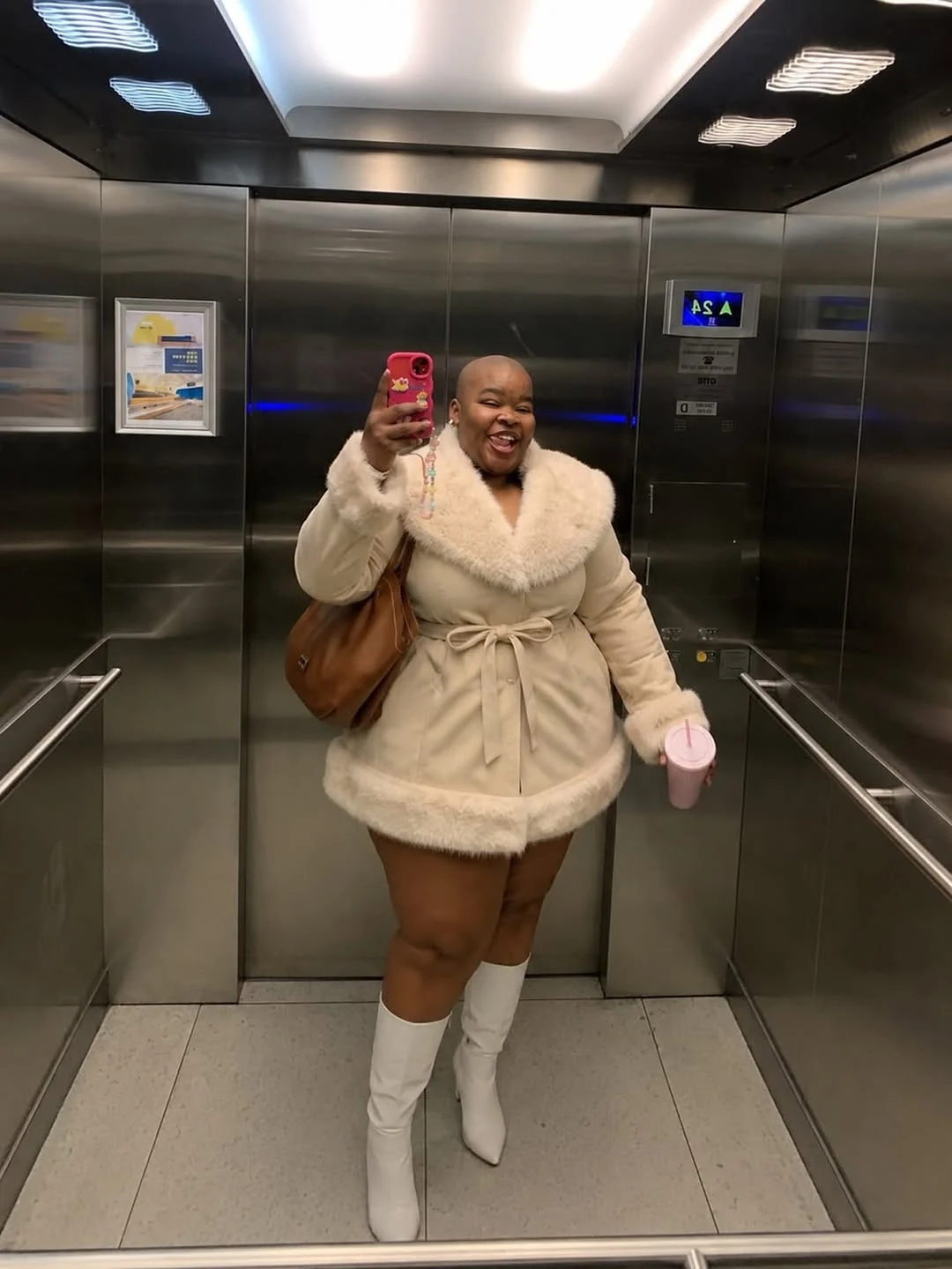 Belt Your Wool Coat for an Instant Waist on a petite woman