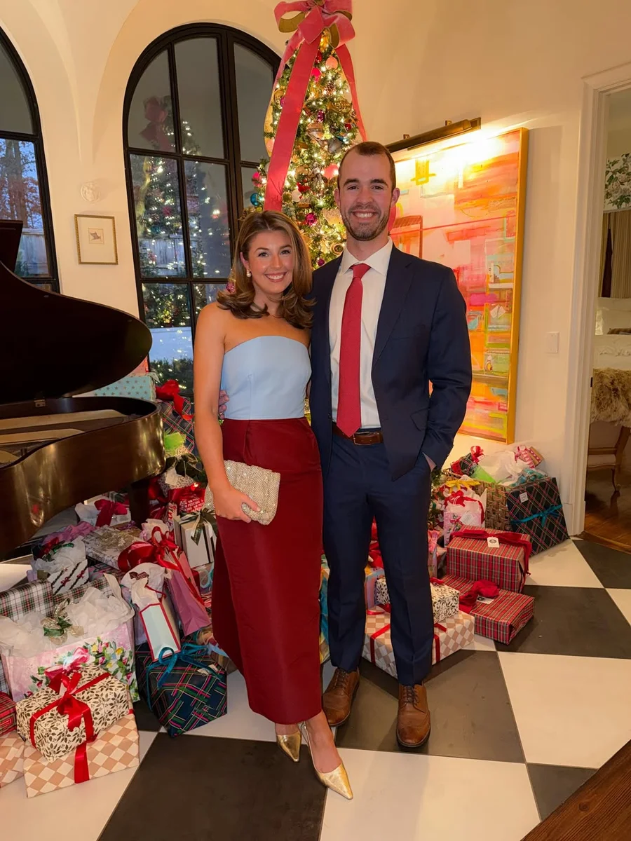 A Color-Block Strapless Midi for the Couple Photo on a petite woman