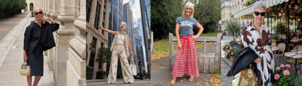 Four petite capsule wardrobe over 50 outfit collage